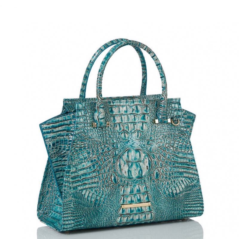 Blue Women\'s Brahmin Priscilla Satchel Bags | 6704MAFQN