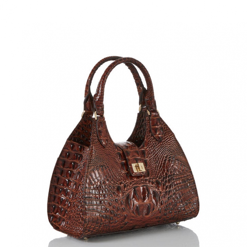 Brown Women\'s Brahmin Adrian Satchel Bags | 9156CDXAN