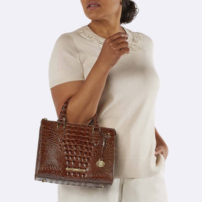 Brown Women's Brahmin Anywhere Convertible Satchel Bags | 1946IJBCX