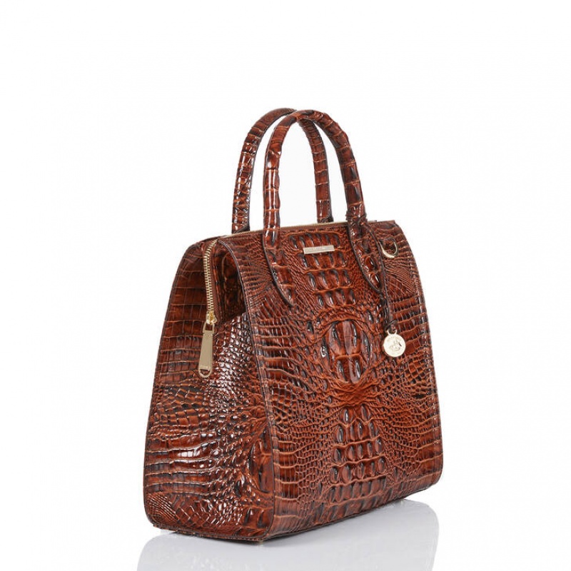 Brown Women's Brahmin Caroline Satchel Bags | 3096SDLUI