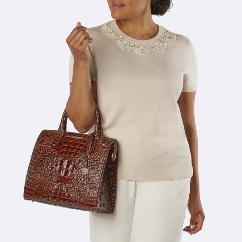 Brown Women's Brahmin Caroline Satchel Bags | 2739NUAID