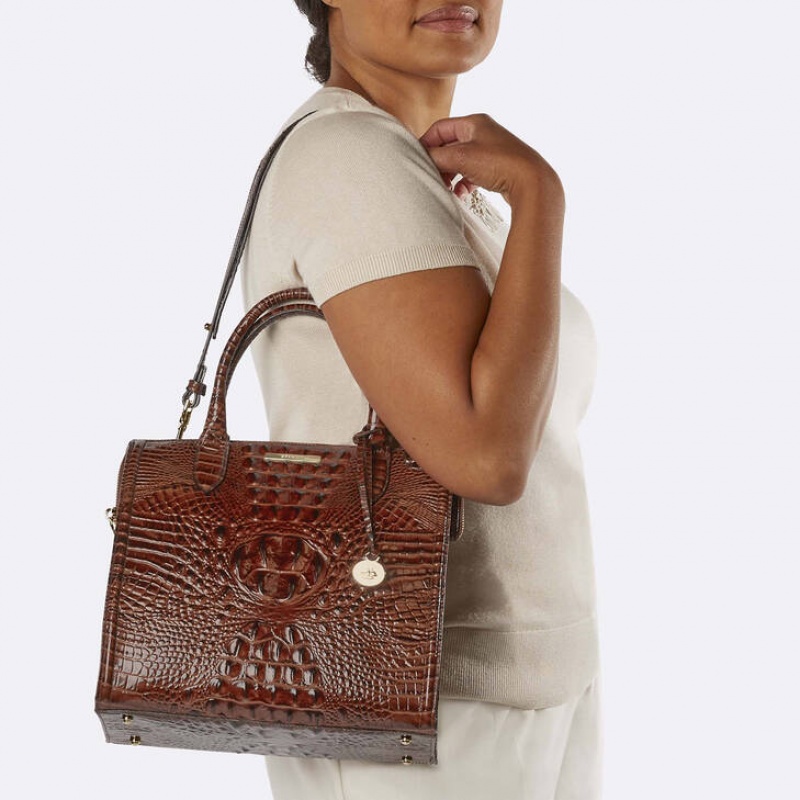 Brown Women's Brahmin Caroline Satchel Bags | 2739NUAID