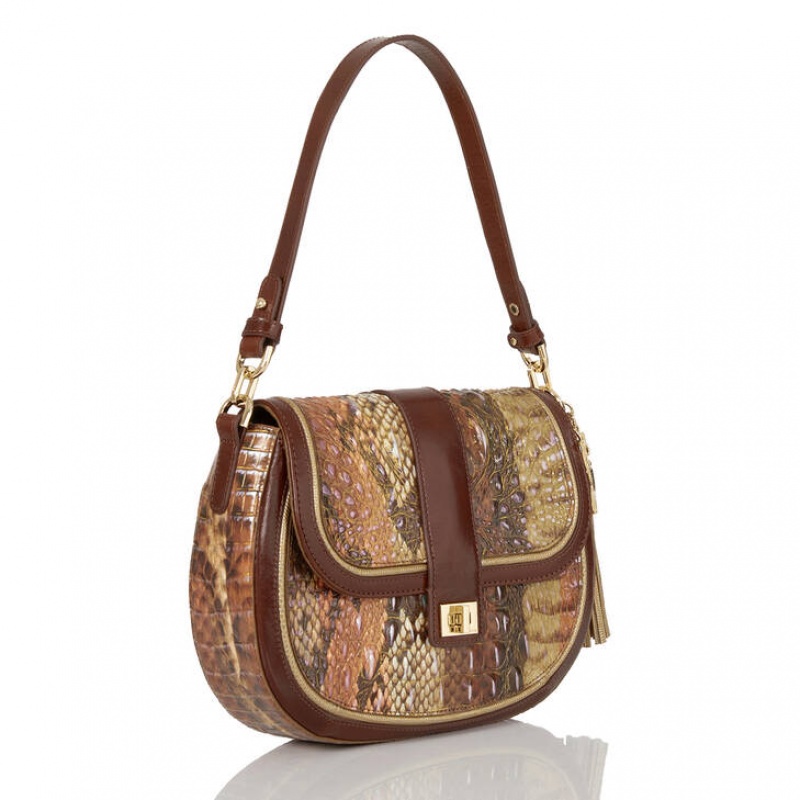 Brown Women\'s Brahmin Cynthia Shoulder Bags | 2806ETWYL