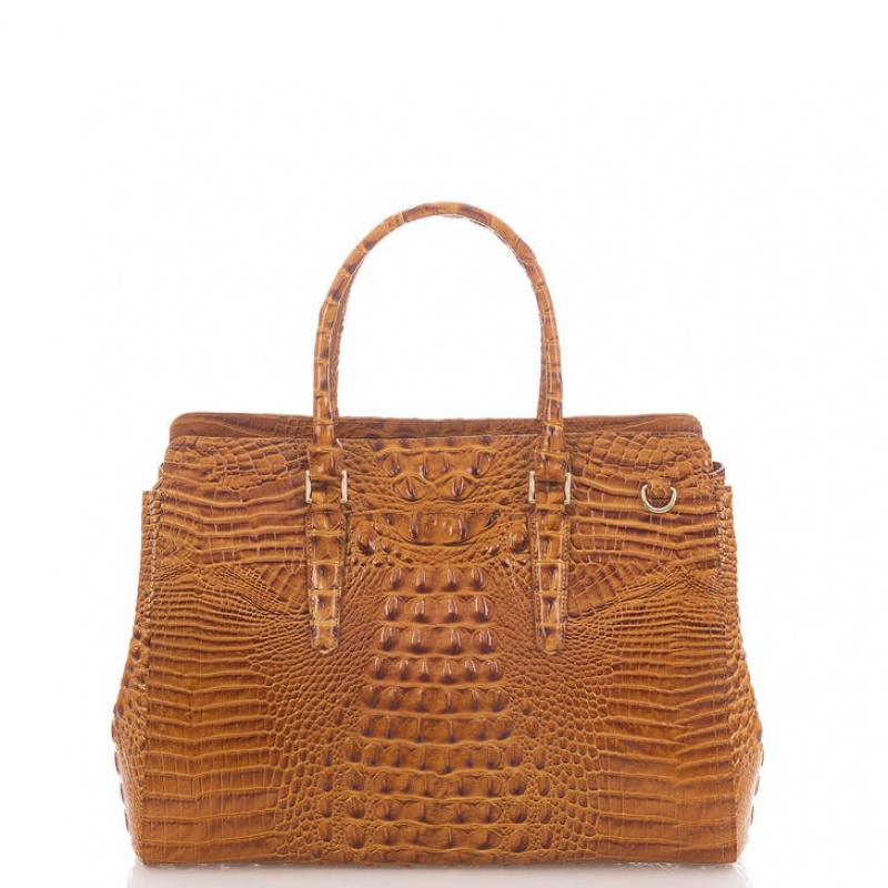 Brown Women's Brahmin Finley Carryall Satchel Bags | 6917JODXL