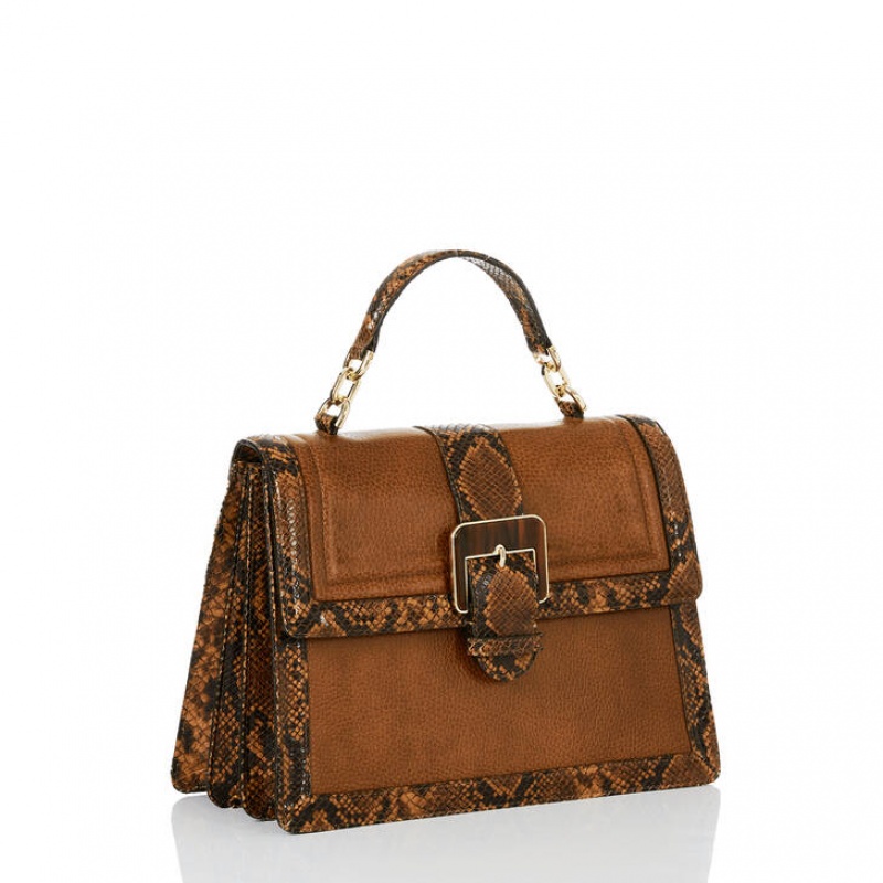 Brown Women's Brahmin Hallie Satchel Bags | 0435GKDLR