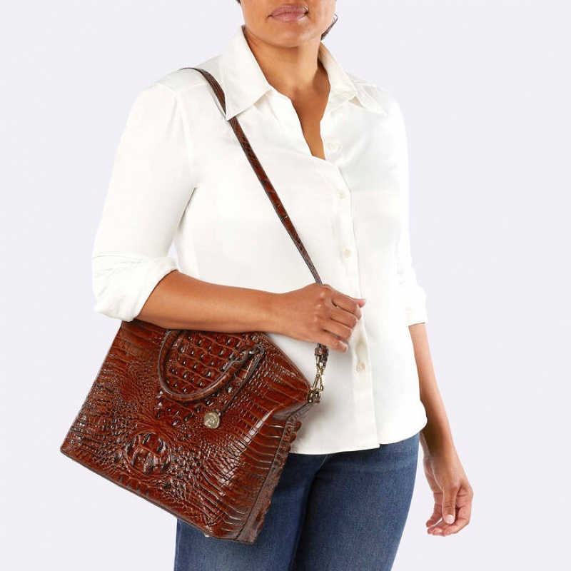 Brown Women's Brahmin Large Duxbury Satchel Bags | 3194EGLJV