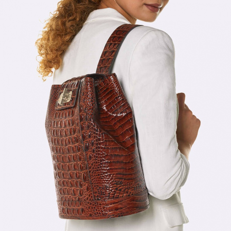 Brown Women's Brahmin Maddie Bucket Bags | 5149WOTBM