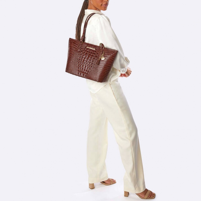 Brown Women's Brahmin Medium Asher Tote Bags | 0463GBFCP