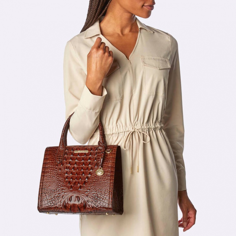 Brown Women's Brahmin Small Caroline Satchel Bags | 9485PTVRK