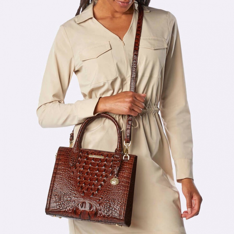 Brown Women's Brahmin Small Caroline Satchel Bags | 9485PTVRK