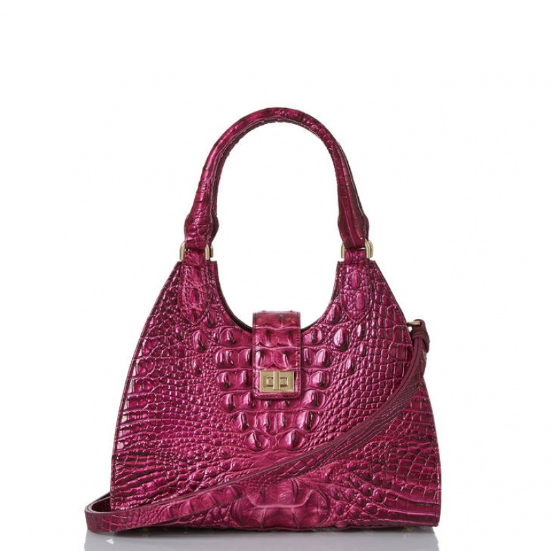 Burgundy Women's Brahmin Adrian Satchel Bags | 8403WVJYO