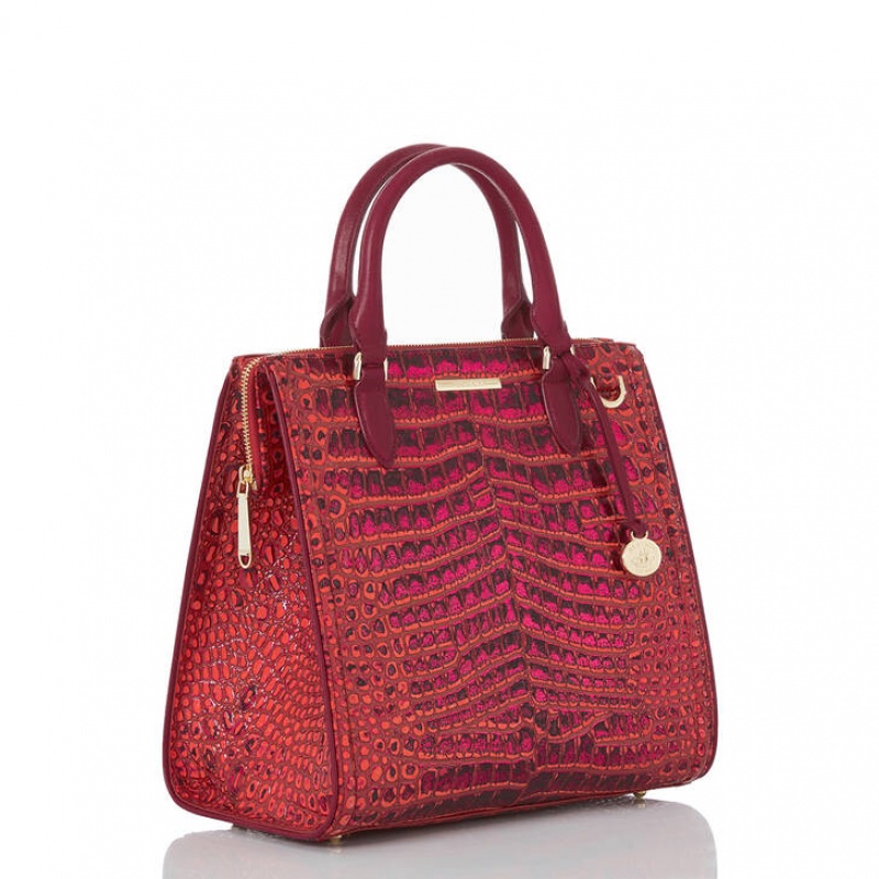 Burgundy Women's Brahmin Caroline Satchel Bags | 5786MCXIS