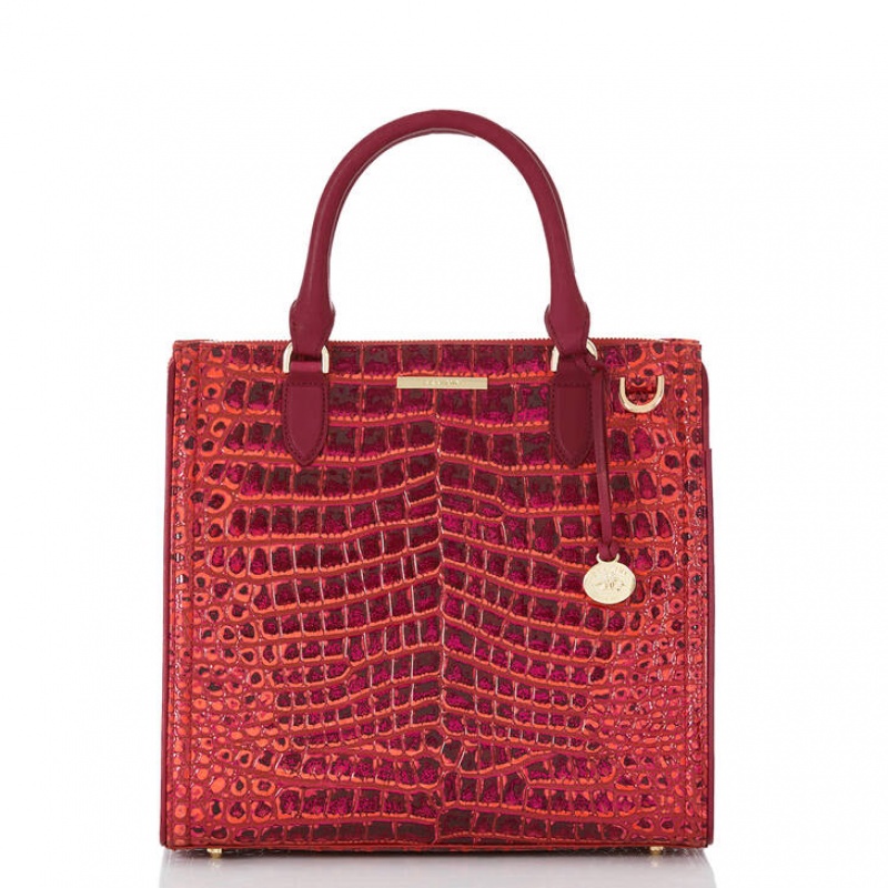 Burgundy Women's Brahmin Caroline Satchel Bags | 5786MCXIS