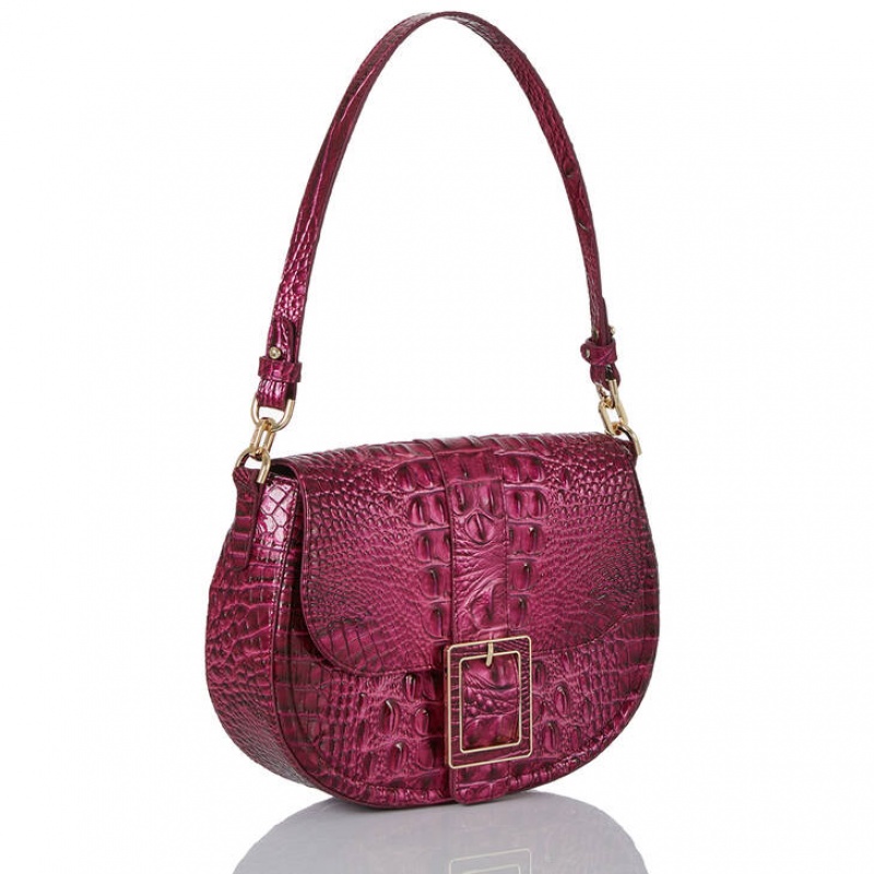 Burgundy Women's Brahmin Cynthia Shoulder Bags | 2079YMOLH