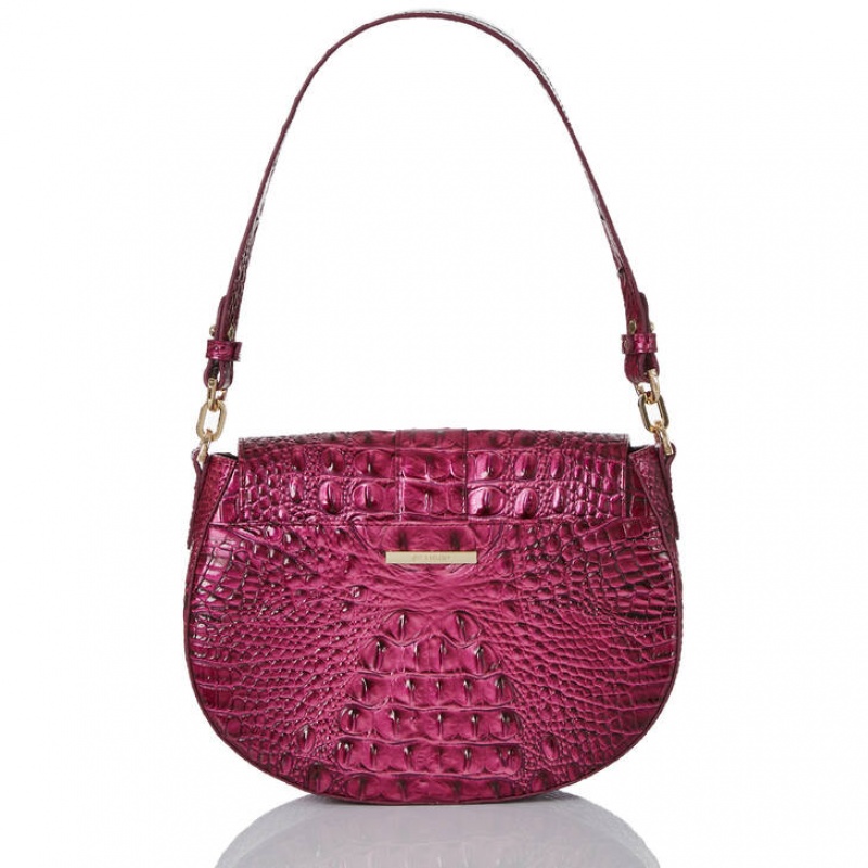 Burgundy Women's Brahmin Cynthia Shoulder Bags | 2079YMOLH