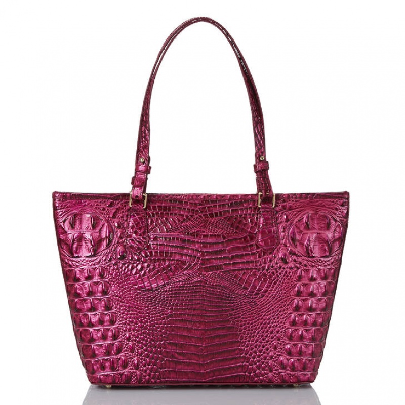 Burgundy Women's Brahmin Medium Asher Tote Bags | 9534YREKC