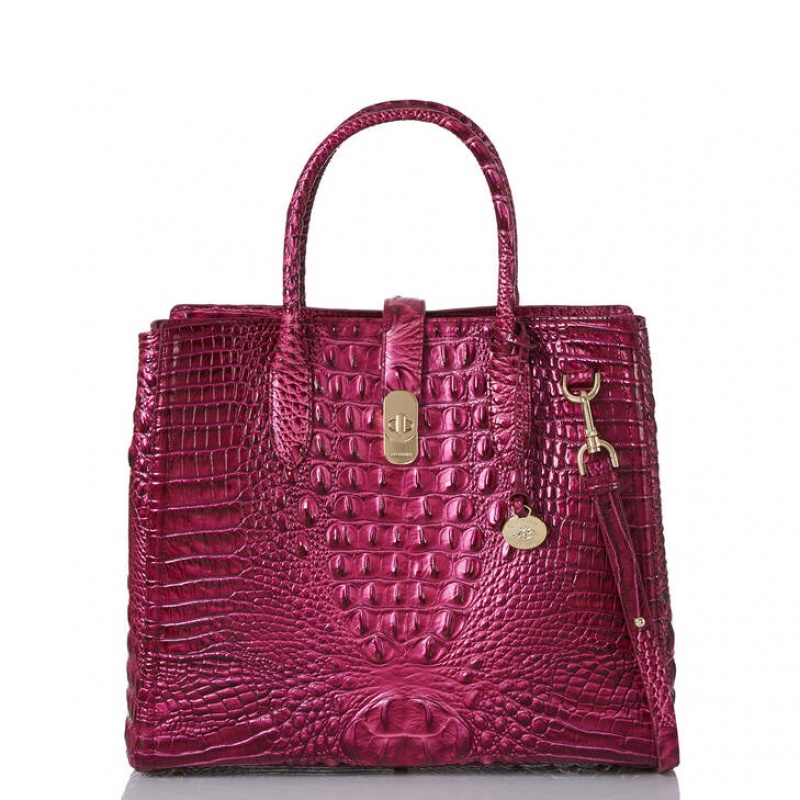 Burgundy Women's Brahmin Nakita Satchel Bags | 8923UOIDY