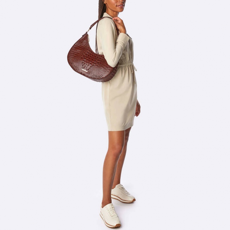 Chocolate Women's Brahmin Bekka Shoulder Bags | 5038PZLJA