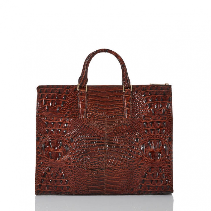 Chocolate Women's Brahmin Business Tote Tote Bags | 4301LGQNU