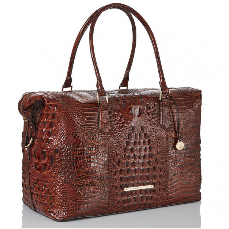 Chocolate Women's Brahmin Duxbury Weekender Travel Bags | 4675KVIPX