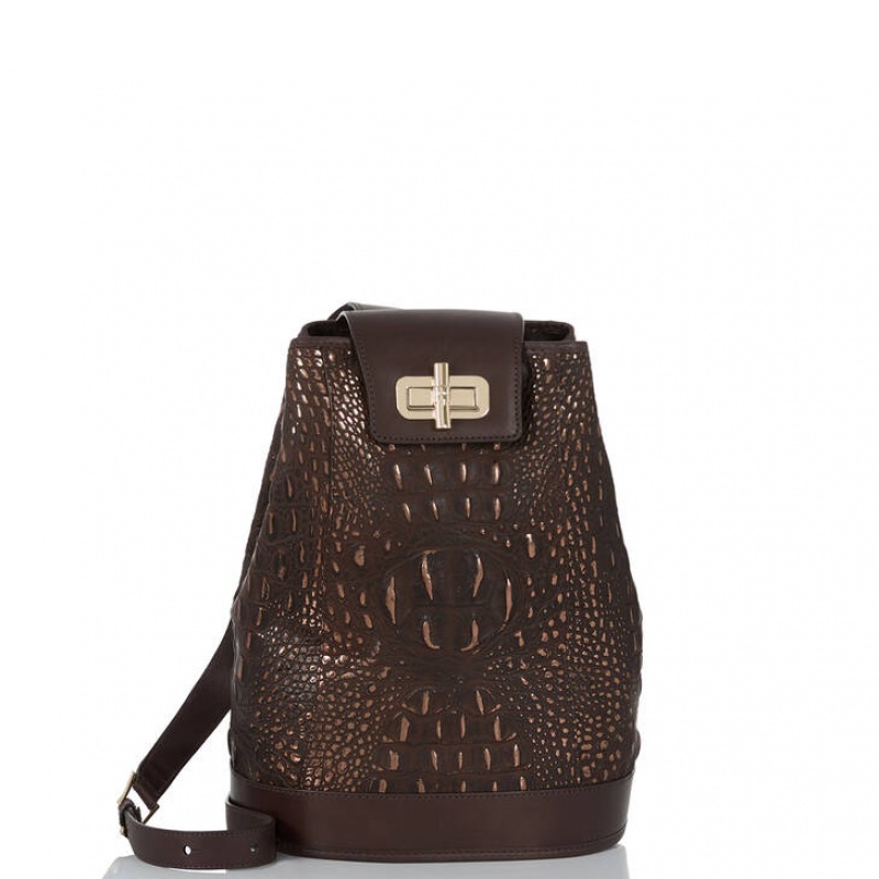 Chocolate Women\'s Brahmin Maddie Bucket Bags | 7351XCHYV