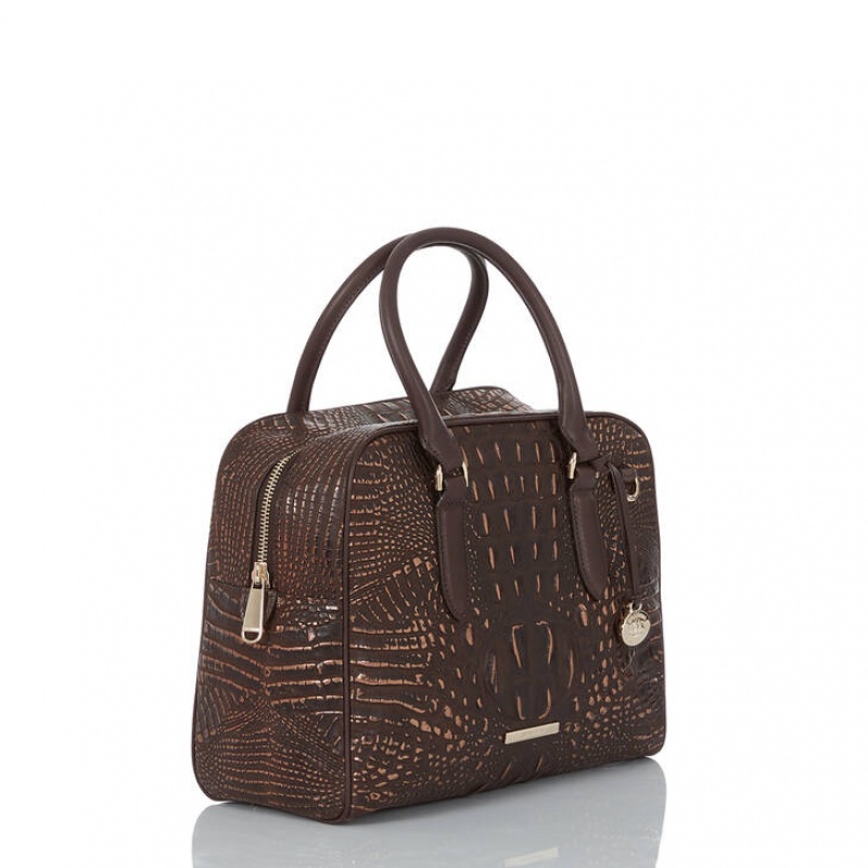 Chocolate Women's Brahmin Marissa Satchel Bags | 5671KETSA