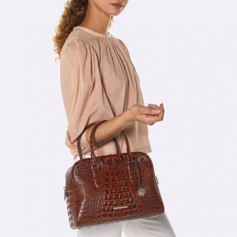 Chocolate Women's Brahmin Marissa Satchel Bags | 5671KETSA