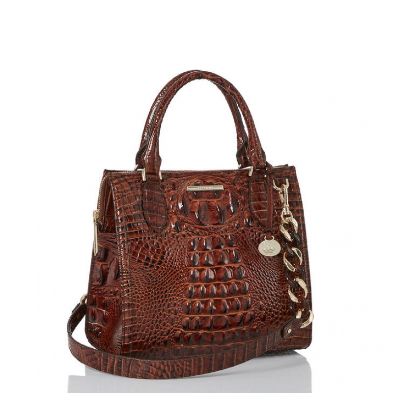 Chocolate Women\'s Brahmin Mod Small Caroline Satchel Bags | 0174ZFTBO