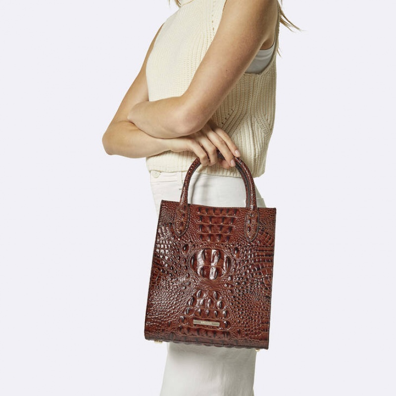 Chocolate Women's Brahmin Moira Tote Bags | 0467YEUPZ