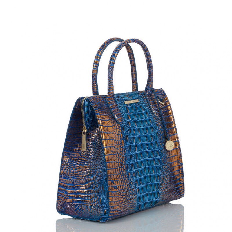 Deep AZURE Women's Brahmin Caroline Satchel Bags | 3497RFVSK