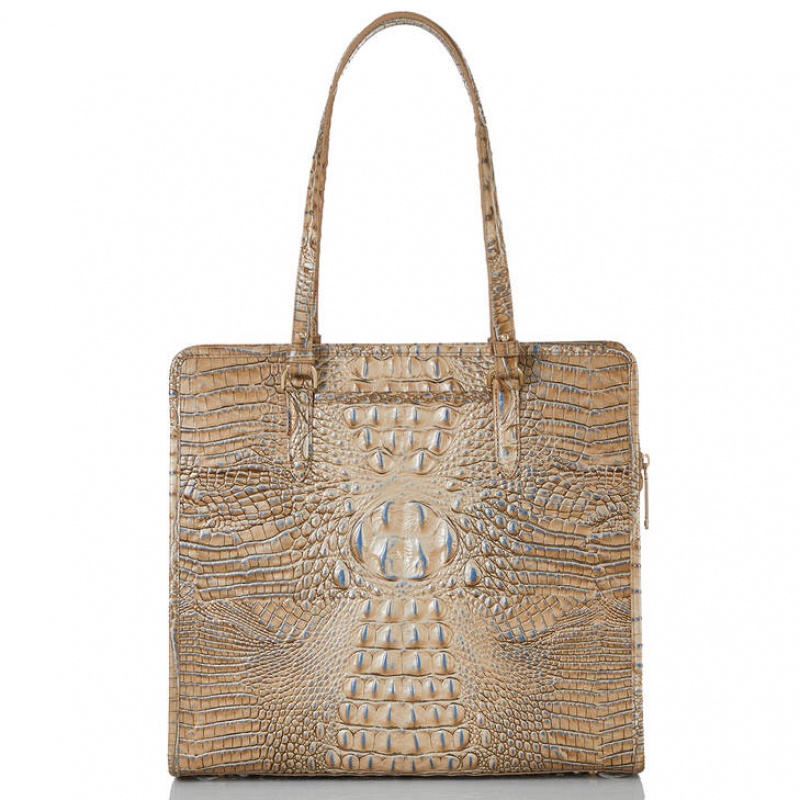 Gold Women's Brahmin Tia Tote Bags | 6290RUSVE