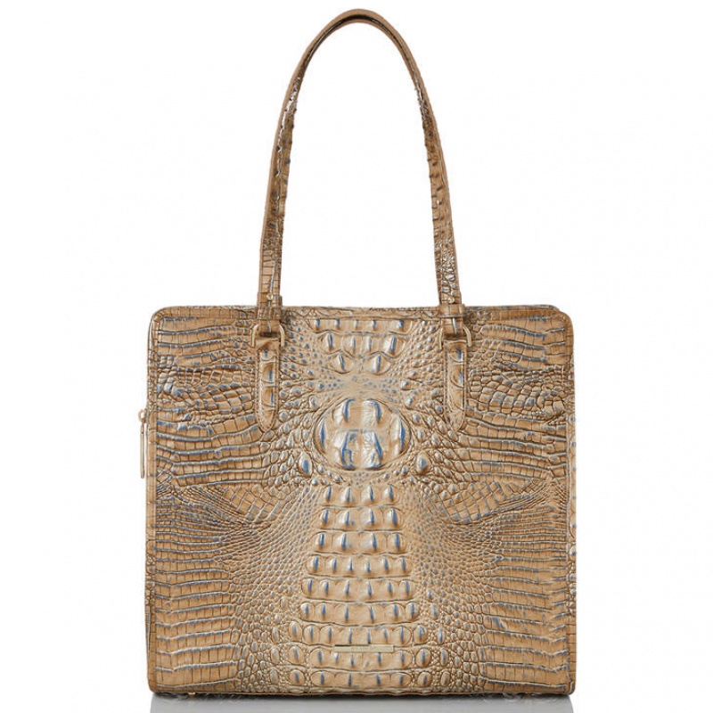 Gold Women\'s Brahmin Tia Tote Bags | 6290RUSVE