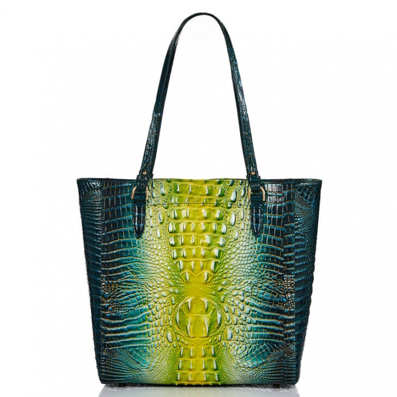 Green Women's Brahmin April Tote Bags | 0241ZDGJB