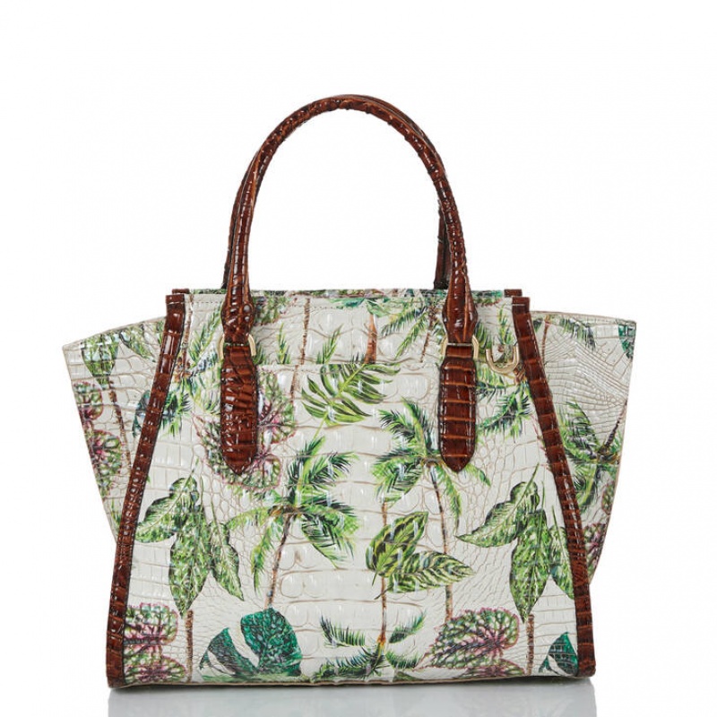 Green Women's Brahmin Priscilla Satchel Bags | 1894VHJPL