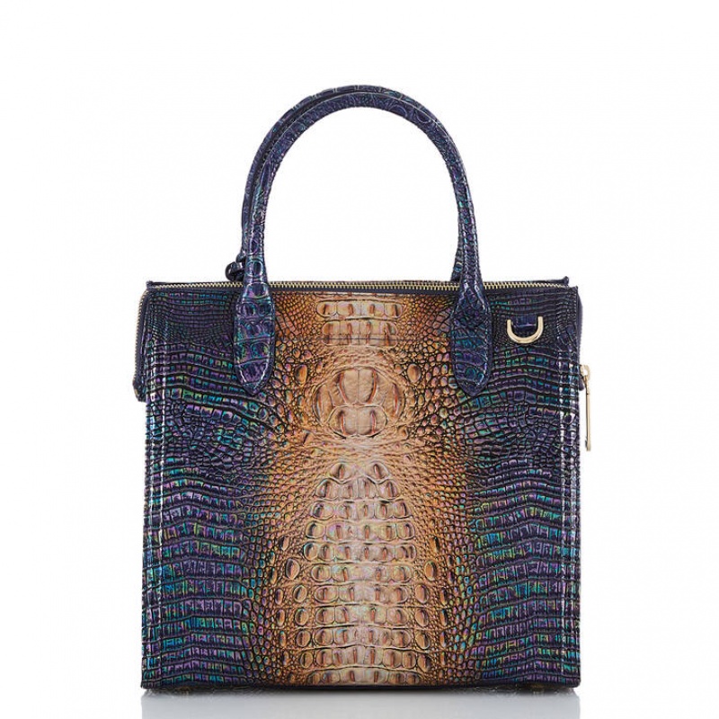 Navy Women's Brahmin Caroline Satchel Bags | 6205UVTWC