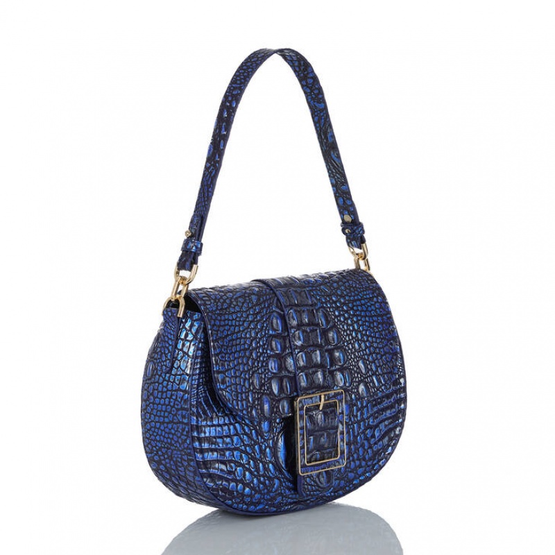 Navy Women's Brahmin Cynthia Shoulder Bags | 7901OFMKI