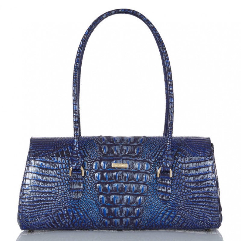 Navy Women's Brahmin Dayan Satchel Bags | 3891KIOZB