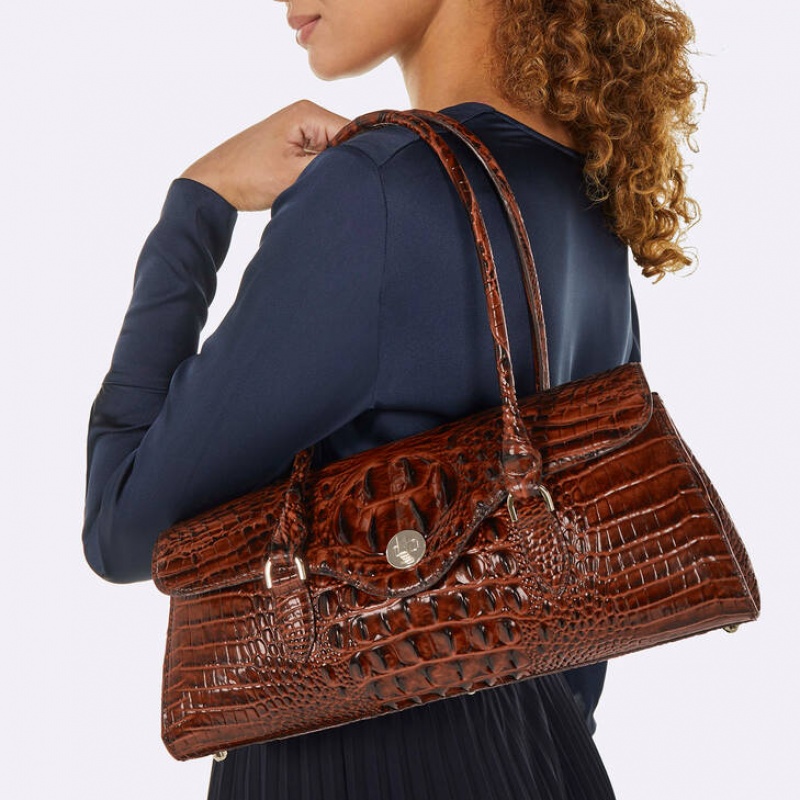 Navy Women's Brahmin Dayan Satchel Bags | 3891KIOZB