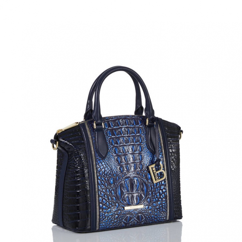 Navy Women's Brahmin Duxbury Satchel Bags | 6028SZFPX