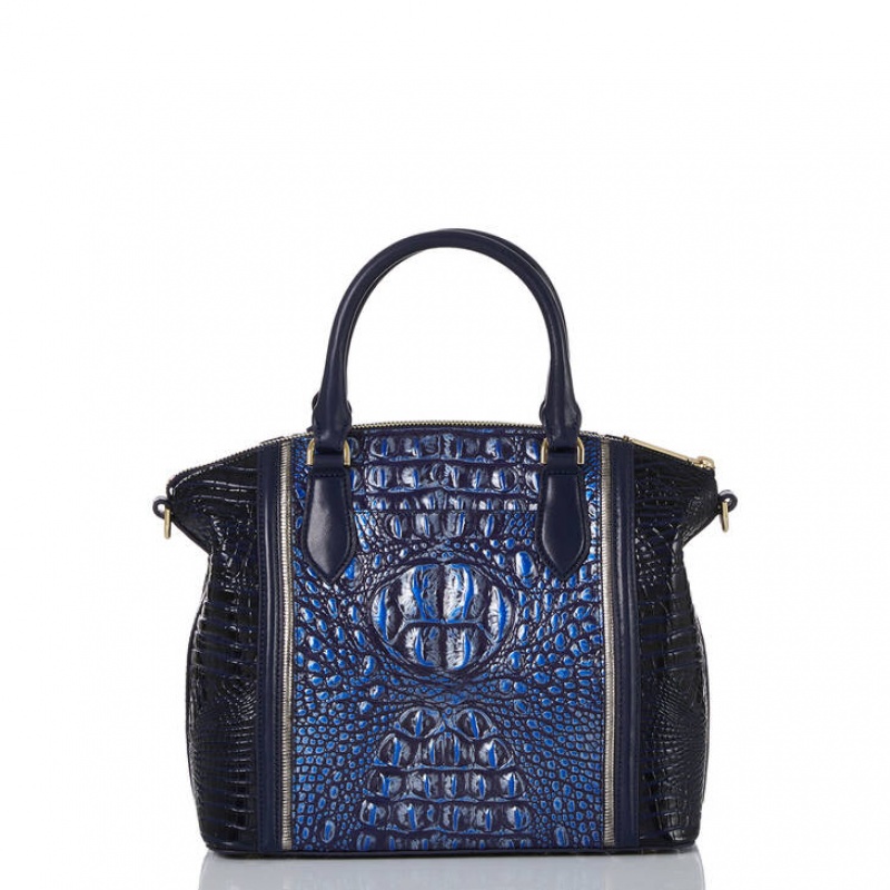 Navy Women's Brahmin Duxbury Satchel Bags | 6028SZFPX