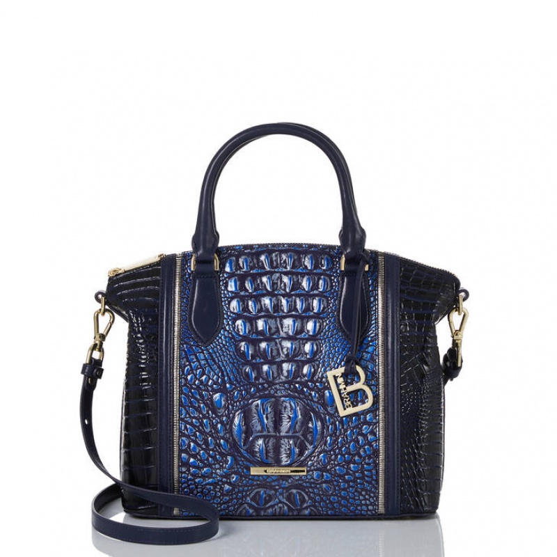 Navy Women's Brahmin Duxbury Satchel Bags | 6028SZFPX