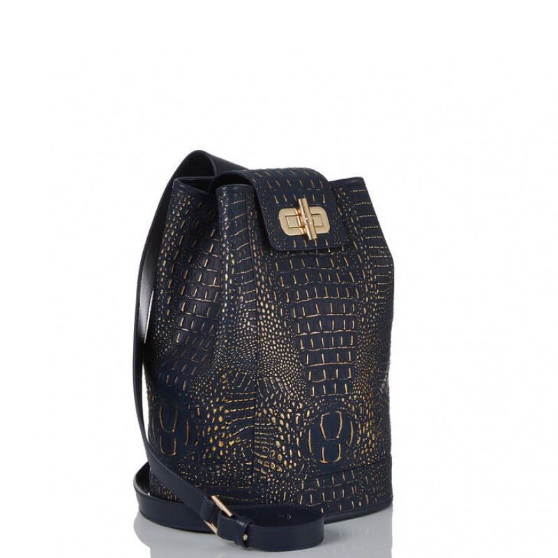 Navy Women's Brahmin Maddie Bucket Bags | 6259VDFYT