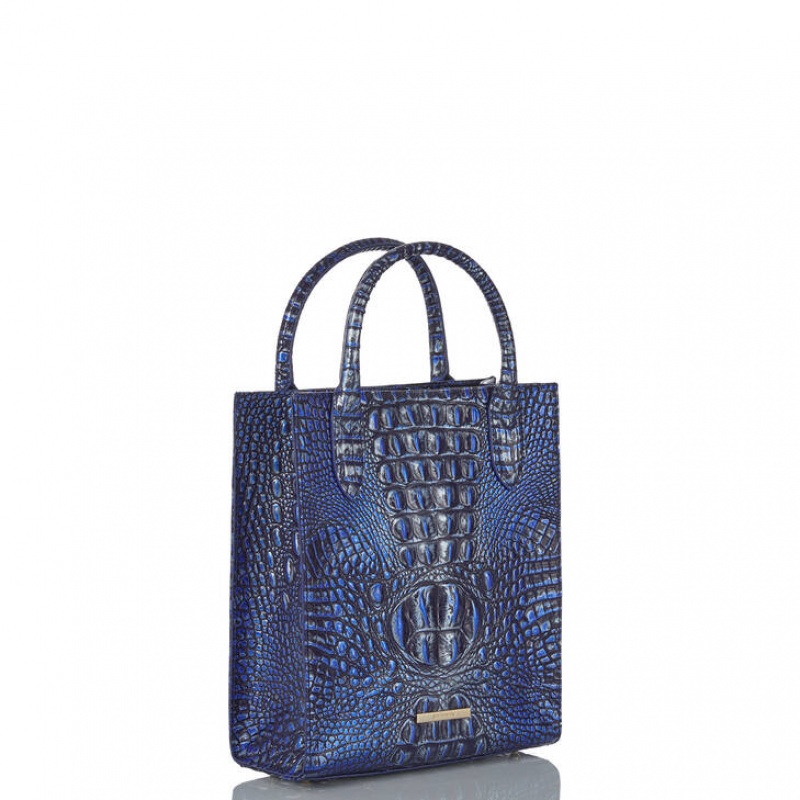 Navy Women's Brahmin Moira Tote Bags | 4210QCBSR