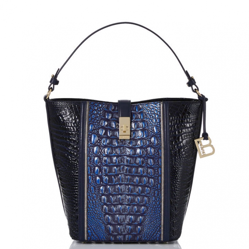 Navy Women\'s Brahmin Shira Bucket Bags | 5984NHIVL