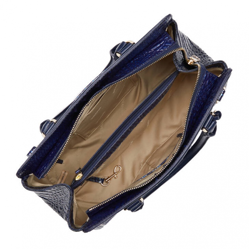 Navy Women's Brahmin Small Finley Travel Bags | 6394SIPVA