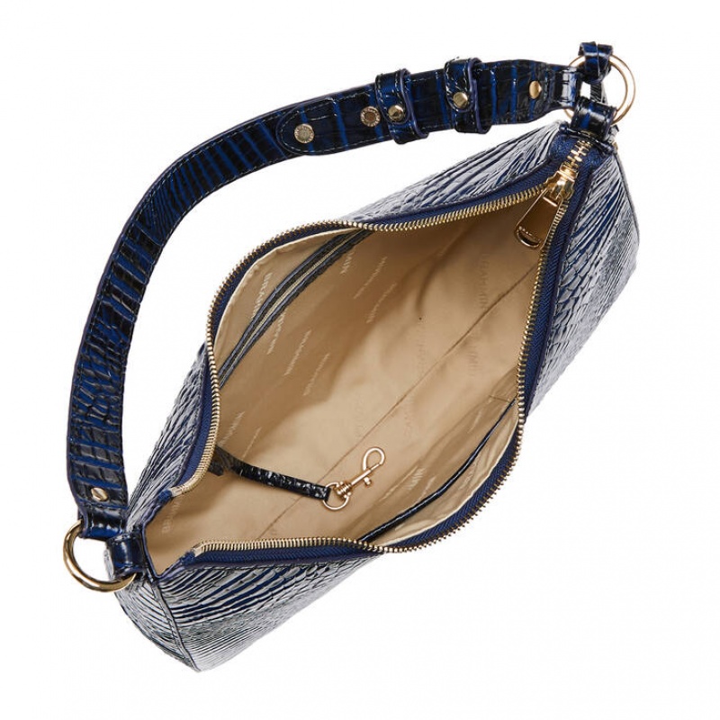 Navy Women's Brahmin Tabitha Shoulder Bags | 8729GRNFP