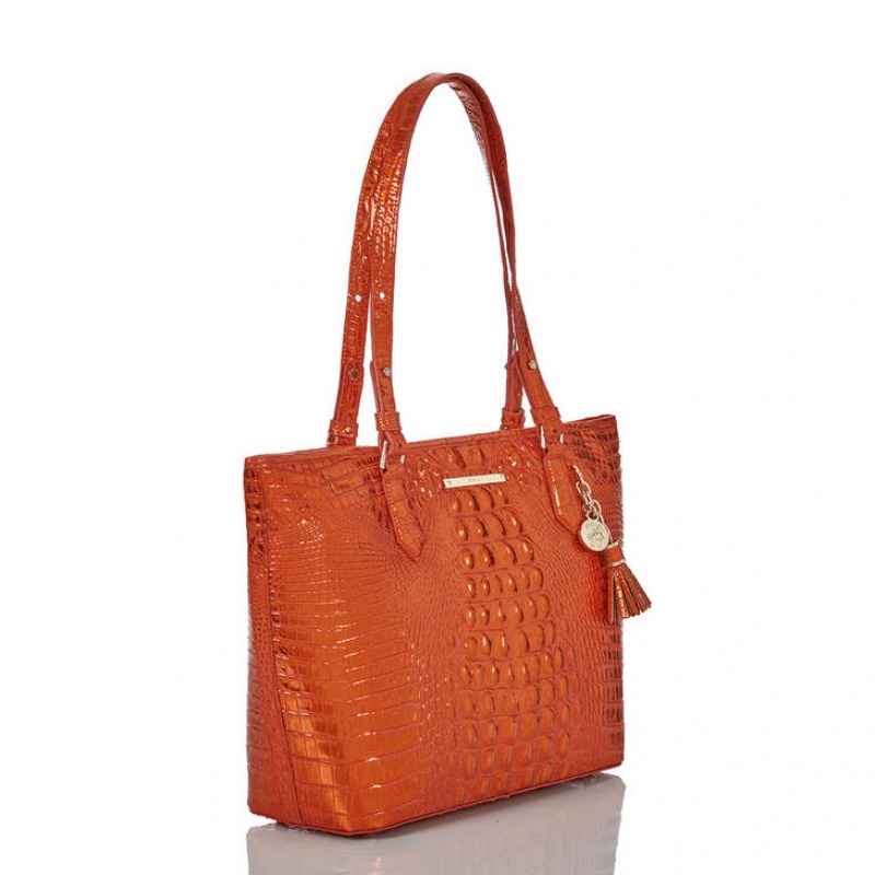 Orange Women\'s Brahmin Medium Asher Tote Bags | 5731YMKLG