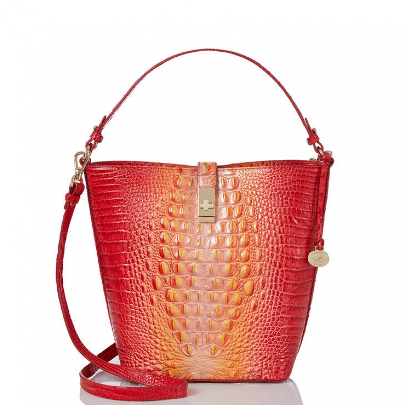 Orange Women's Brahmin Shira Bucket Bags | 9241XDZOI