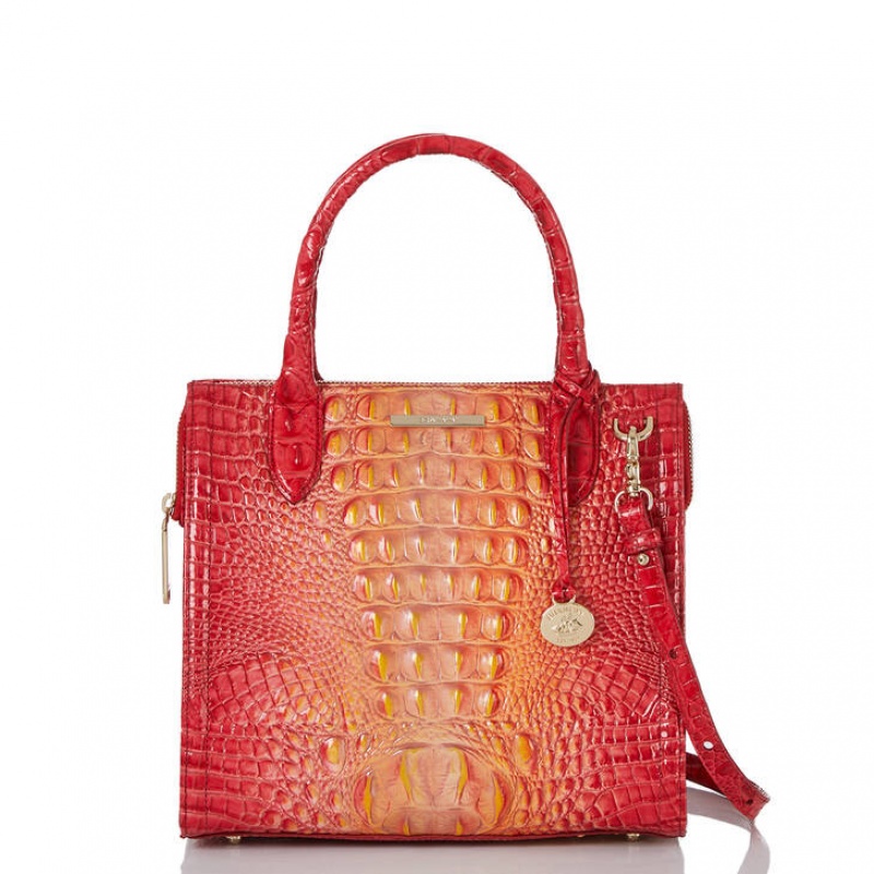 Orange Women's Brahmin Small Caroline Satchel Bags | 7986DKRFO