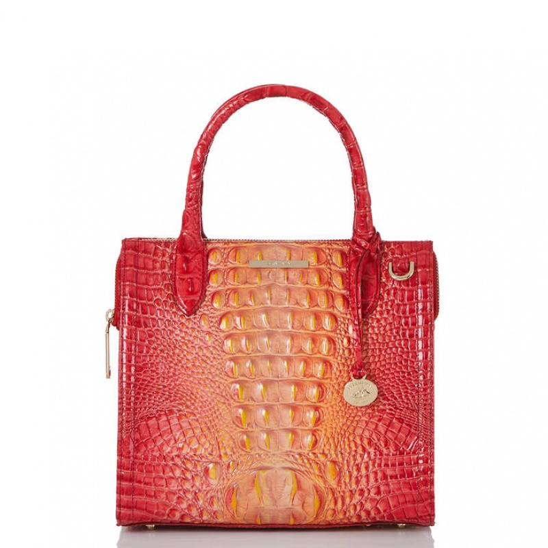 Orange Women\'s Brahmin Small Caroline Satchel Bags | 7986DKRFO